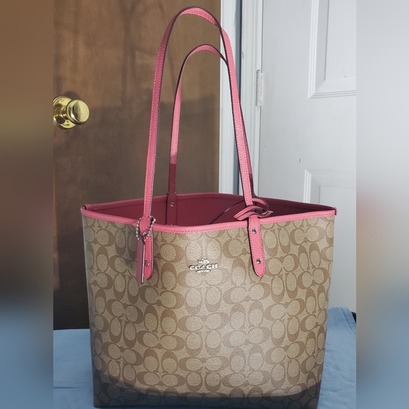 Coach Handbags - Coach Brown and Pink Signature Tote